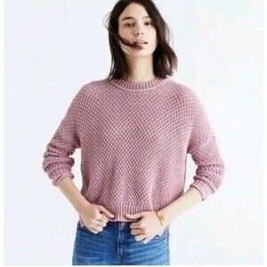 Madewell French Quarter Knit Pullover Sweater Womens Size XS Boxy Fit Pink